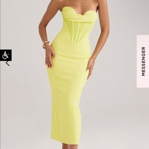 NEON STRAPLESS CORSET MIDI DRESS